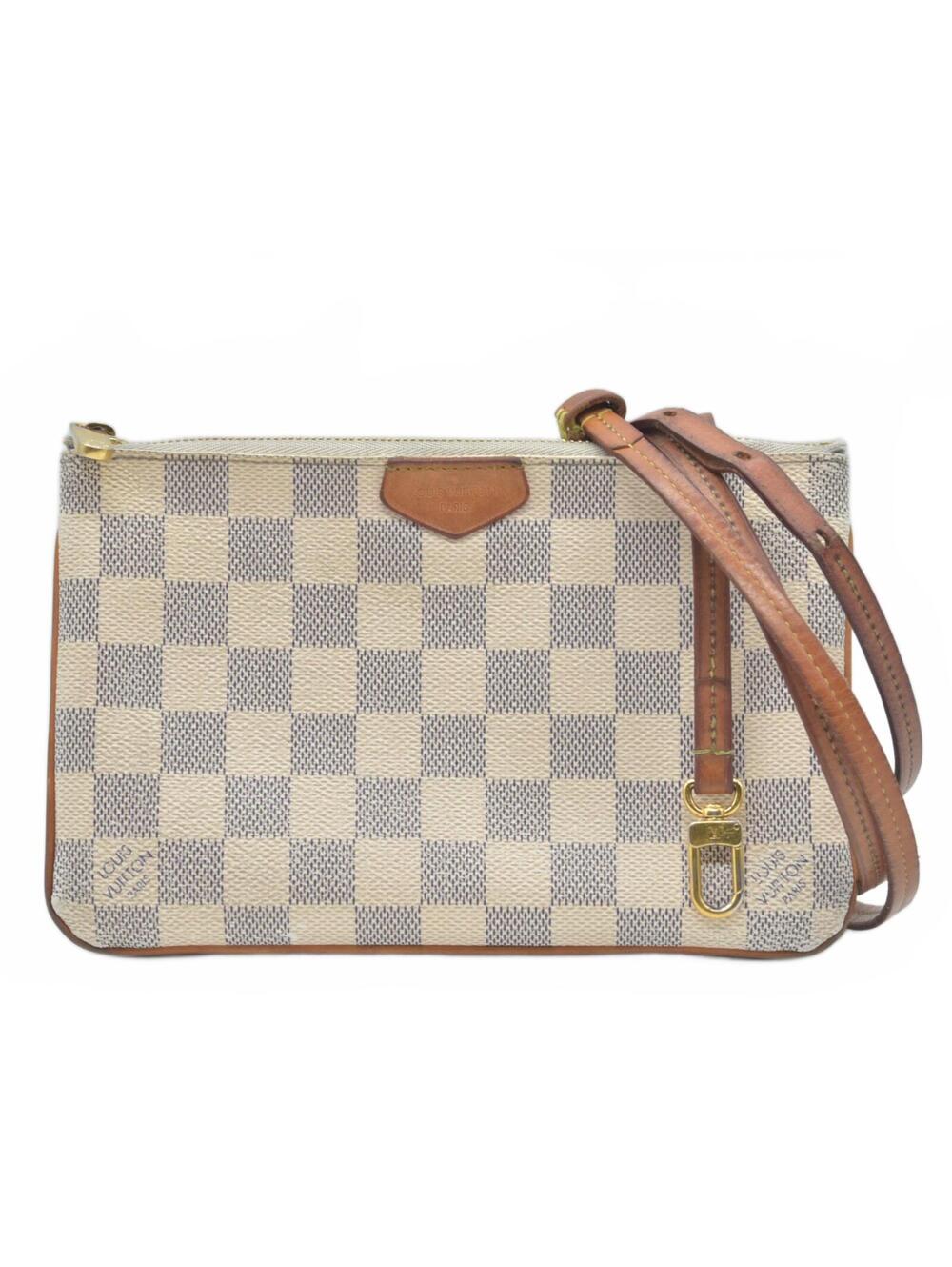 $1350 Louis Vuitton Damier Azur Double Zip Pochette